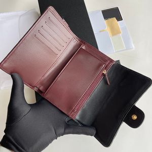 Femmes noir agneau moyen porte-monnaie portefeuille sacs porte-carte en métal doré SNAP sac à main en cuir véritable A50073 15X10X3CM