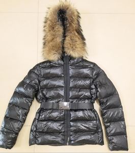 Veste en duvet noire pour femmes, manteaux d'hiver, manteau à capuche rembourré de styliste avec bordure en fourrure