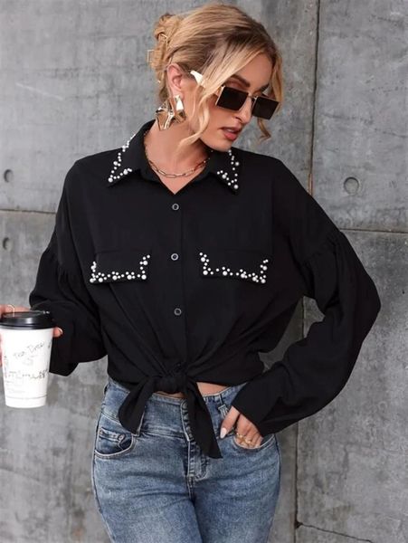 Blouses pour femmes chyxsb 2024 Single Breasted dames fashion street girl Style Femmes Short Shirt Long Sleeve Pure Color Lady