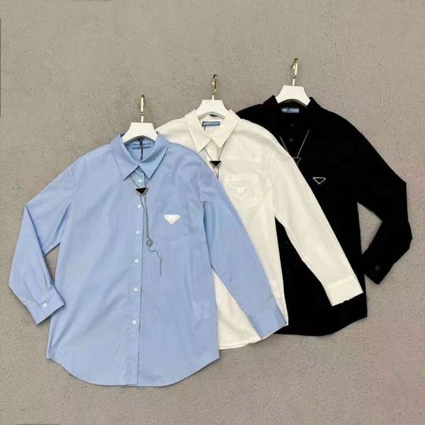 Blusas para mujer Moda Camisas de diseñador de solapa de manga larga Camisa versátil informal Diseño de retracción de cadena Ropa de calle Ropa diaria