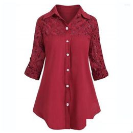 Chemises pour femmes chemises coton femme lâche chemise décontractée blanc noir de bureau rouge femme tops dentelle patchwork surdimensionné blusa drop livsing a dhvdw