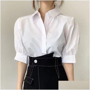 Dames blouses shirts ontwerp sense care back back hine geplooid short shirt zomer 2024 mouwen mouwen top drop levering kleding kleding otrrg otrrg