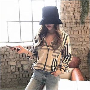 Dames blouses shirts ontwerper mode klassieke zomer plaid t-shirt plus size casual lange mouw top drop levering kleding kleding OTSW2