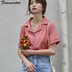 Blusas para mujer Camisas Blusa de moda Camisa de verano para mujer Manga corta Cuello en V Sólido 11 Estilo Oficina Señoras Tops Ropa femenina informal # 355 230726