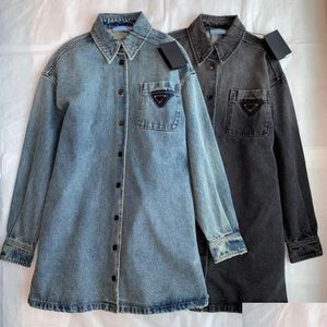 Damesblouses Shirts Luxe 2022 Mode Denim Shirt Met Lange Mouwen Voor Vrouwen Enkele Breasted Zakblouse Vrouw Turn Down Kraag Jeans Otnnq