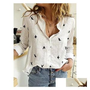 Blouses pour femmes Chemises Chemise à manches longues décontractée rétro Printemps et automne Y2K Top T-shirt Vêtements de mode Street Drop Delivery Apparel Dhc7K