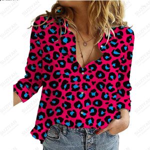 Dames blouses zomer retro bloem 3D bedrukt met lange mouwen shirt casual elegante knop vest gekleurd en gehard chiffon