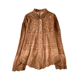 Blouses pour femmes Vanovich French Temperament vintage Colliss de polo à manches longues