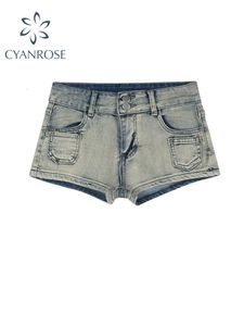 Womens Blue Mini Denim Shorts Hoge taille Jean Vintage Streetwear Koreaanse mode Cowboy Short Pants 2000s kleding zomer 240411