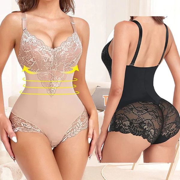 Corps féminin shaper bodys de dentelle sexy un morceau avec soutien-gorge corset mincer