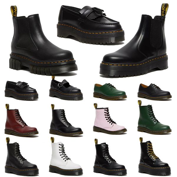 Botas para mujer 2024 Dr Martinss Docs Martens Bota de diseñador Hombres Mujeres Zapatillas de deporte de lujo Triple Negro Blanco Tobillo Botines cortos Plataforma Invierno Nieve Zapatos cálidos al aire libre