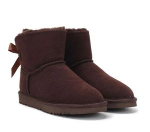 dameslaarzen Australië pantoffels tasman damesplatform winterlaarzen meisje klassieke sneeuwlaars enkel korte strik mini bont zwart kastanje roze Bowtie schoenen