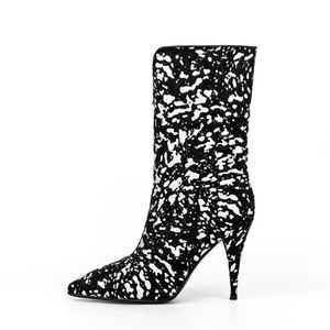 Bottes pointues argentées à talons Super hauts pour femme, chaussures courtes en fourrure de cheval, à la mode, taille 44, nouvelle collection automne hiver 2023