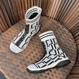 Botas para mujeres Boties de tela elástica Diseñador de tobillo Botas de motocicleta Boot Cowboy Luxury F Letter Martis Rockoko Australia Botas