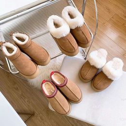 Dameslaarzen tazz Slippers Australië Mode Luxe designerschoenen Klassieke ultra mini-platformlaarzen Nita Kalfsleer Bont Loafers Tasman Shearling slippers Sli