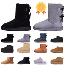 Botas para mujer Zapatillas Tazz Diapositivas de piel castaña Zapatilla de piel de oveja Tasman Ultra Mini Plataforma Hombres Botas Nieve Mezcla de lana Australia Botines de invierno