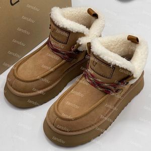 Dameslaarzen Winter Cabin Cuff Sneeuwenkel Kastanjebont Klassieke Ultra Mini Platform Snowboot Australië Australische wol Tazz Tasman-laarzen