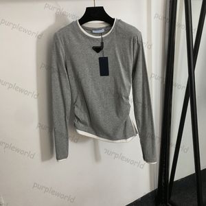Damesonderblouse Pullover taille Trek geplooid tailleontwerp Kleuraanpassing Casual 3 kleuren T-shirt met lange mouwen
