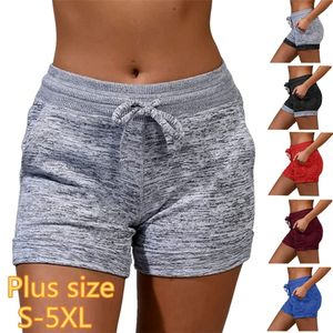 Shorts à séchage rapide pour femmes Pantalons de yoga Sports décontractés Shorts extensibles à taille haute avec cordon de serrage Shorts de fitness Vêtements pour femmes