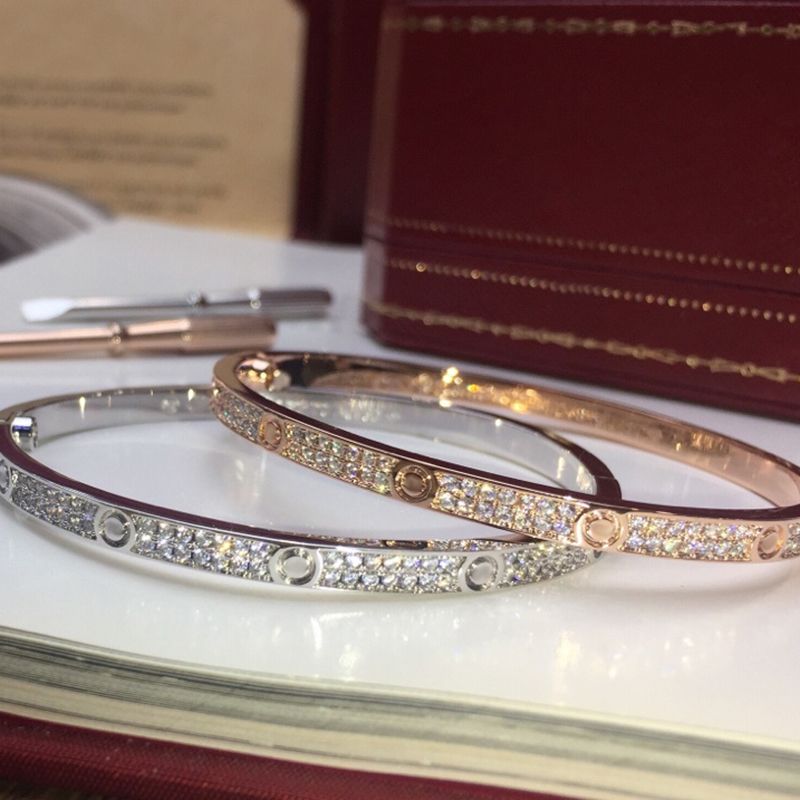 Bracelet femme bracelet couple or Double rangée diamant bijoux de luxe largeur 5MM processus d'incrustation caché Haute résistance à la décoloration bracelets concepteur pour les femmes luxueuses