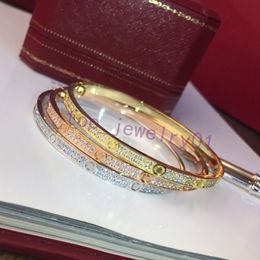 pulsera para mujer brazalete de torsión de oro doble hilera de diamantes joyería de lujo ancho 5 mm proceso de incrustación oculta Diseñador de pulseras resistente a la decoloración para el regalo del día de san valentín