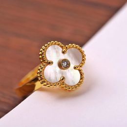 Womens merk luxe klaver ontwerper Chinese ring 18k goud groen wit rood zwart steen charme anillos diamant emotie nagel vinger verlovingsringen sieraden