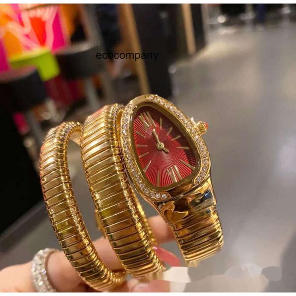 Mujer Bvlgairs reloj de diamantes de lujo Seduttori Moda Reloj de pulsera Serpenti de lujo Reloj de diseñador para mujer Conjunto de diamantes ovalados en forma de serpiente Simple para mujer 3UB 3PA0