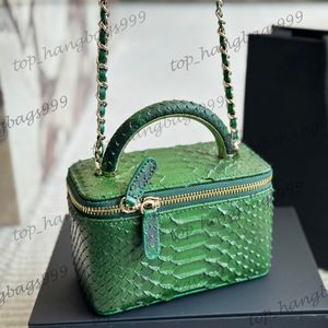 Veau pour femmes serpentin supérieur rond handle de poignée en métal bacs de vanité boîte de matelle de matelle de la chaîne en or sac à bandoulière avec support de carte de miroir poche à corps crossbody 16x10cm 8 couleurs