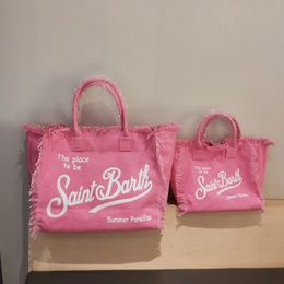 Sac à main en toile pour femmes grande capacité créateur de mode Fringe sacs fourre-tout rose sac de voyage de haute qualité pour les vacances à la plage été 240307