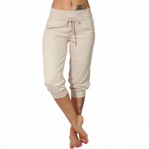 Pantalon de yoga Capri pour femme Pantalon de pyjama ample avec cordon de serrage Pantalon de jogging de salon avec poches S0so #