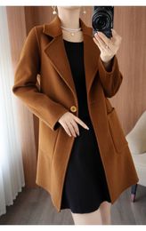 Manteaux en cachemire pour femmes, style haut de gamme, manteau en laine de tempérament, double face, mode, robe pour femmes, taille XS-2XL