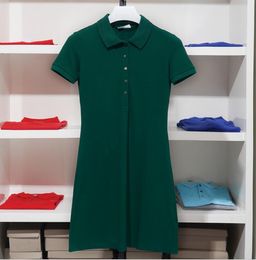 Vestidos casuales para mujer Vestido de cocodrilo de verano Moda 100% Camisa de algodón Ropa de polo Falda de una línea Fresco Dulce color múltiple Tamaño asiático