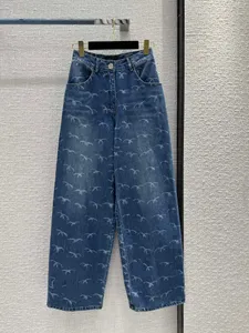 Dames Casual Jeans Slanke broek met Logo Rits Knop Decoratie Comfortabele ademende broek Outdoorkleding Topkwaliteit damesjeans K3
