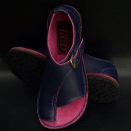 Womens Casual Sandals, Lederen Vintage Comfort Retro Gesp-riem Flats Slip op Sandalen, Suit voor Summer Beach Travel MX200407