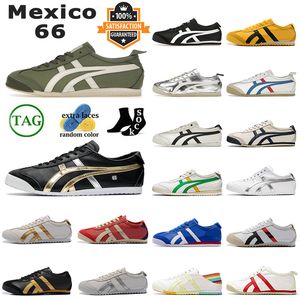 Casual damesschoenen Onitsukass Tiger Mexico 66 Canvas Series heren dames Zilver Off Beige Grasgroen rood geel Slip-on designer Trainers Sport sneakers platform