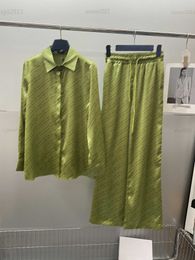 costume décontracté pour femme survêtements de designer mode Pyjamas Taille S-L 2pcs Logo chemise à col polo imprimé et pantalon à nouer à la taille July14