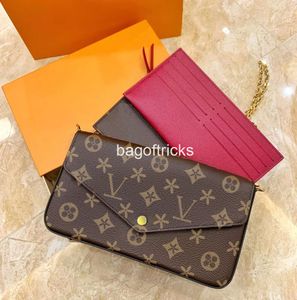 Cadena para mujer Multi Felicie Mini Pochette Bolsas Moda para hombre Monederos Monederos Sobres Bolsos de mano Lujo 3 piezas Diseñador de cuero Pequeña billetera Bolso de hombro cruzado