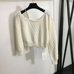 Suéteres de cadena para mujer Jersey Suéter de diseñador 2 colores Suéter de manga larga para niñas Camisetas de punto casuales al aire libre Tops