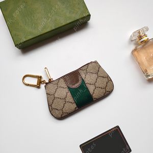 Puxicadores de monedas de diseñador de bolsillo de bolsillo para mujeres bolsas de rayas de cuero de lujo de cuero de lujo para hombres cartas de oro soporte de llavero de moda con caja -5