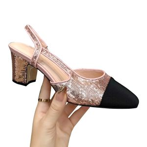 Femmes Talons Chunky Sandales Mocassins Slinbacks Chaussures Habillées Designer Glitter Tulle Ballet Chaussure Bow Espadrilles Dames Slip On Mules Argent Or Chaussure De Plage En Plein Air