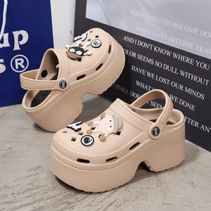 Dames chunky platform sandalen zomer zachte dikke zool clogs schoenen gesloten teen niet -slip strand dia's 240412