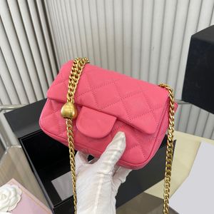 Dames klassieke mini flap gewatteerde kalfsleer zakken kaviaar lederen crush hart kralen Goudvleesketen Crossbody schouder Luxe ontwerper Handtassen 4 kleuren Kies 16 cm