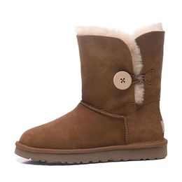 Klassieke warme dameslaarzen Tasman slipper Mini sneeuw Korte laars ademende lichte schoenen Leer mode Echte herfst winter originele gesp met doos maat 35-42