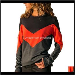 Vêtements pour femmes Vêtements Drop Delivery 2021 Mode d'été Patchwork O Neck T-shirt T-shirt à manches longues T-shirt Femme Jaune Rouge Tops Tees Ib