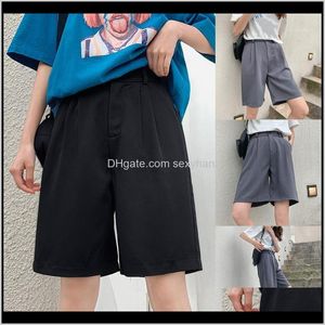 Vêtements pour femmes Vêtements Drop Delivery 2021 Taille haute Shorts Femmes Été Formelle Solide Droite Plus La Taille Pantalon Court Mode Jambe Large Pantalon S