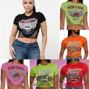 Designer de vêtements pour femmes T-shirt Crop Top 2023 Été Col rond Ouvert Ombilical Polyvalent T-shirt à manches courtes