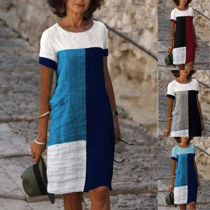 Robe à manches courtes et col rond pour femmes, vêtements tendance de printemps, positionnement de personnalité, imprimé à carreaux