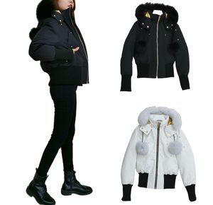damesjas Winter Designer donsjack van Canadese gans Parka's damesjassen met rits warme jassen hoodie echt wolfsbont Houder Wit en zwart bont optioneel