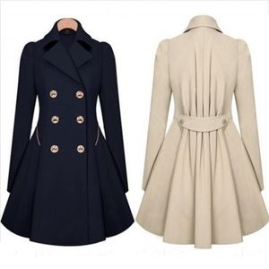 Gabardina para mujer, abrigo largo con doble botonadura para primavera y otoño, abrigo ajustado, impermeable, rompevientos para mujer