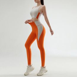Vêtements de yoga à séchage rapide pour femmes, combinaison d'entraînement de gymnastique, maillot de corps froncé, pantalon serré aux hanches, 240322